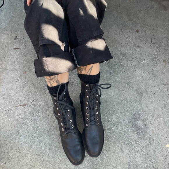 Chippewa boots made in USA black lace up combat 8" leather lacers 7 avant garde - Picture 14 of 14